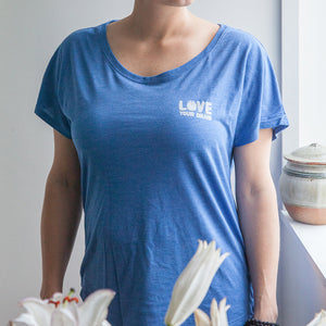 Blue Flowy Tri-Blend Dolman